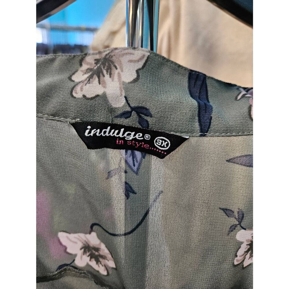 Indulge Floral Babydoll Sheer Blouse Womens Plus Size 3X - Picture 3 of 5